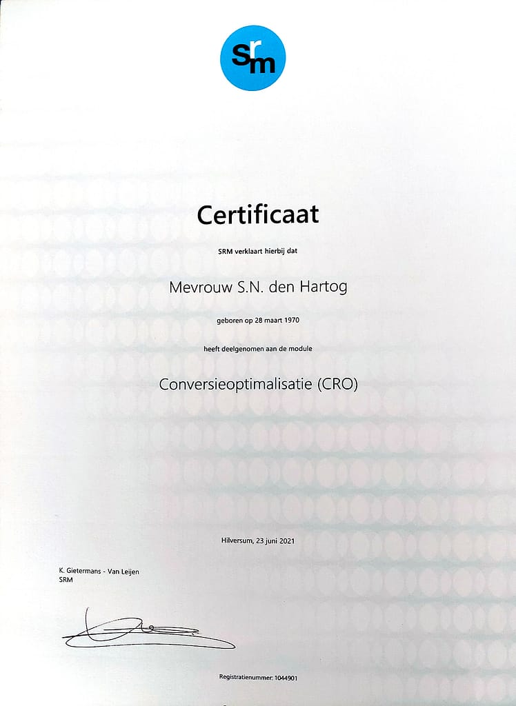 certificaat conversieoptimalisatie cro